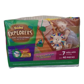 Pañales Kiddies Explorer Autoajustable Etapa 7 Talla XXG 40 Pañales