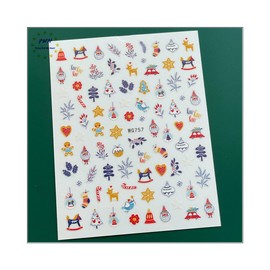 Generic Christmas Snow Nail Sticker Heart Candy Santa Reindeer Deer Tree Geometric Line Wg757 Nail Wraps Stickers Manicure Supplies for Women Nails Full Long Lasting Easy Apply and Remove