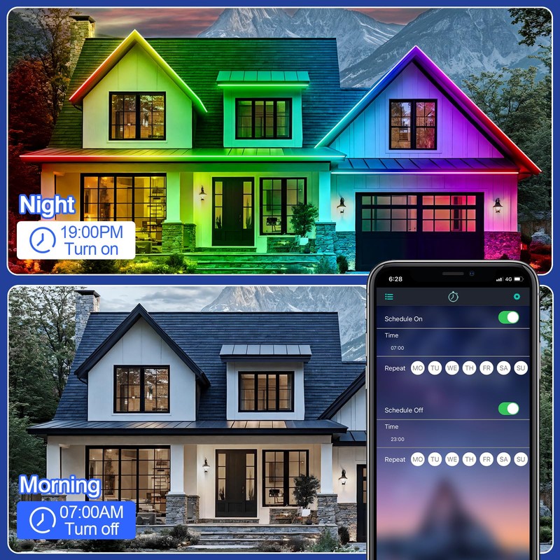 zoegi 200ft Outdoor LED Strip Lights Waterproof,Music Sync RGB IP68