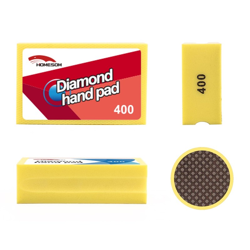 HOMESOM Electroplated Diamond Hand Polishing Pads 400 Grit Glass Sanding