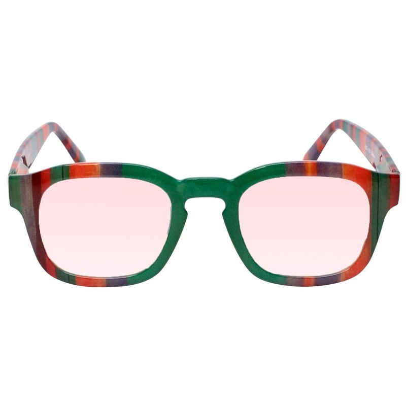 Medspex Pink FL41 Reading Glasses +3.50 Green Purple Stripe Fluorescent