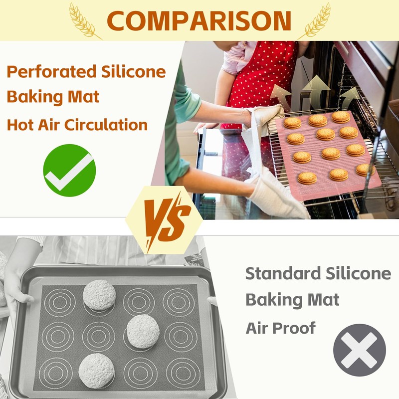 15.7"x11.8" Perforated Baking Mats, Non-Stick Hollow Out Silicone Mat, Reusable
