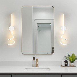 Wall Sconces Set of Two, White Modern Spiral LED Wall Light Fixtures, Minimalist Indoor Wall Mount Lighting Fixtures, Linear Sconces Wall Decor Set of 2 for Living Room Bedroom Vanity Gallery Hallway