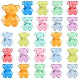 JUNEBRUSHS 120 Pcs Mini Teddy Bears Tiny Acrylic Bear Miniature Bear Figures for Vase Filler Sensory Bin Filler Birthday Party Crafts Favors