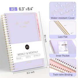Forvencer Planner 2026-2027, 17 Month Weekly and Monthly Calendar Planner, Jan 2026 -May 2027, 6.3" x 8.4", Daily Agenda Book with Tabs, College School Supplies for Student Teacher Home, A5, Purple