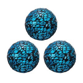 sourcing map 3Pcs Decorative Glass Balls 2.36 Inch Orbs Centerpiece Balls Mosaic Glass Ball Sphere for Decor Bowls Vases Dining Table Party, Dark Blue