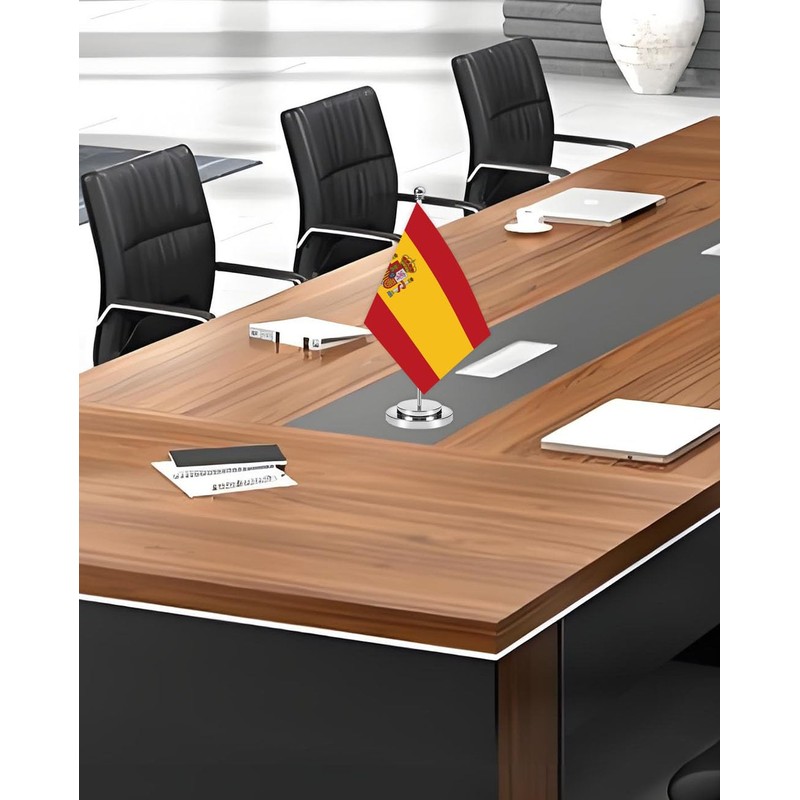 Spain Miniature Desk Flag Set,8x5 Inch Spanish Small Flag With