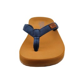 Flojos Women's Billie Flat Sandal, Denim/Tan, 7