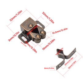 YEYIT Furniture Catch Pack of 10 Strong Catch Double Roller Catch Cabinet Door Cabinet Closures with Screws Cabinet Door Latch Catcher for Cupboard Doors Kitchen Brown