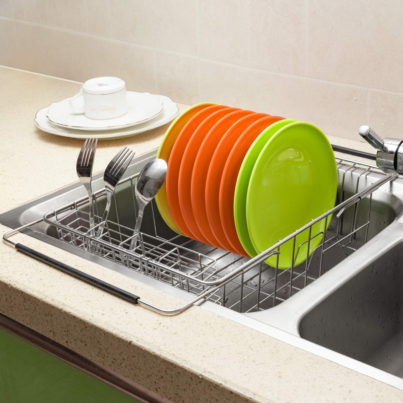 Slideep Stainless Steel Cutlery Utensil Holder Silverware Organizer with Hooks