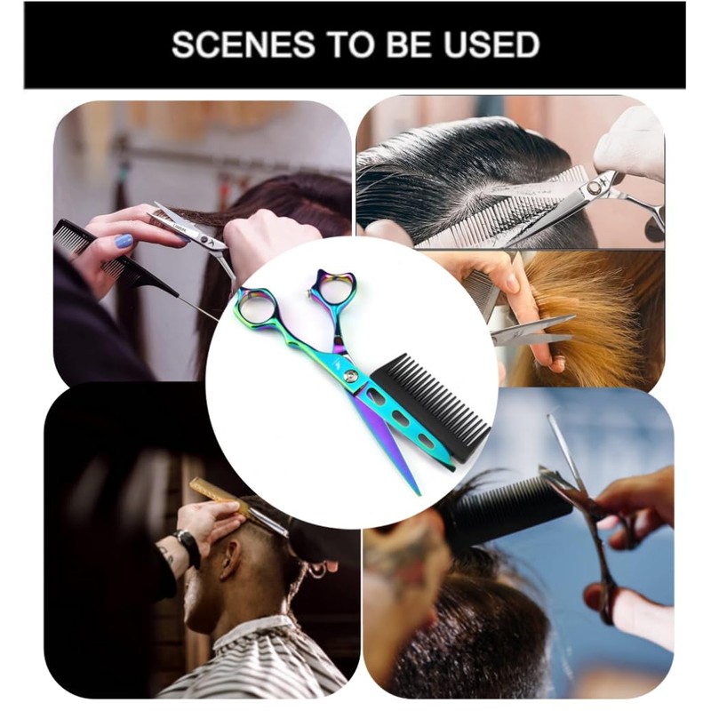 2 in 1 Hair Scissors with Comb, Professional Hair Cutting
