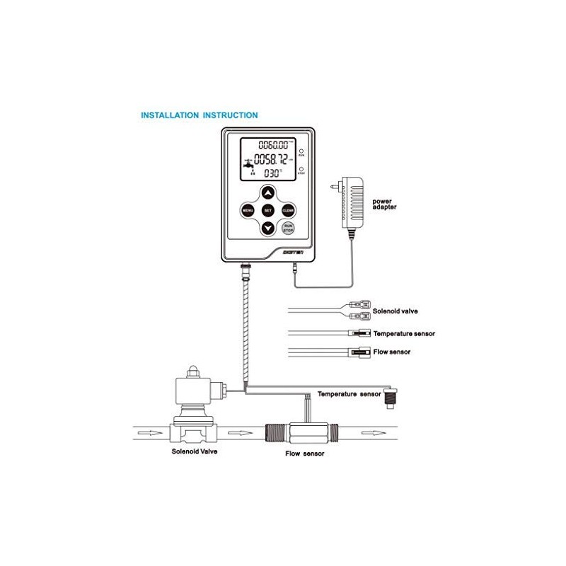 DIGITEN LCD Display Water Flow Control Meter Liquid Quantitative Controller