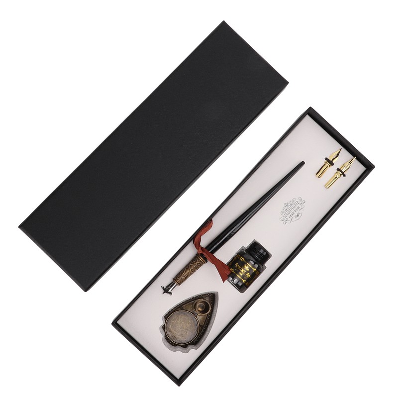 Feather Pen Set Durable Creativity Easy Writing Stationery Gift Box