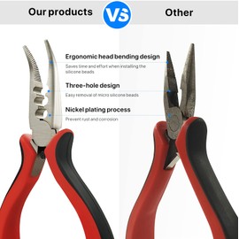 konovo Microlinks Hair Extensions Kit, Professional Tools with Hair Extension Pliers, Bead Threader, Micro Links Silicone Rings Bead 400PCS