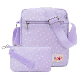 Mygreen Dot Dot Canvas Backpack School Bag Modern Beautiful Lightweight Book Bag for Women Girls, small,purple,2pcs