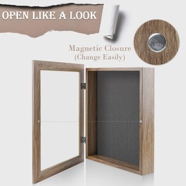 Golden State Art, 11x14 Shadow Box Frame Display Case, 2-inch Depth, Great for Collages, Collections, Mementos, 6 Pins Included (Light Brown, 1 Pack)