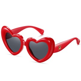 SHEEN KELLY Inflated Heart Shaped Sunglasses for Women Men Vintage Love Trendy Retro Thick Frame Party Y2K Fashion Eyewear