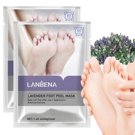2 Pares Mascarilla Exfoliante de Pies Hydrating - Ultra Hydrating Mascarilla Exfoliante de Pies, para Exfoliante de Pies, Elimina Piel, Muerta Suaviza El Talón, para Hombres y Mujeres, A,Lavanda