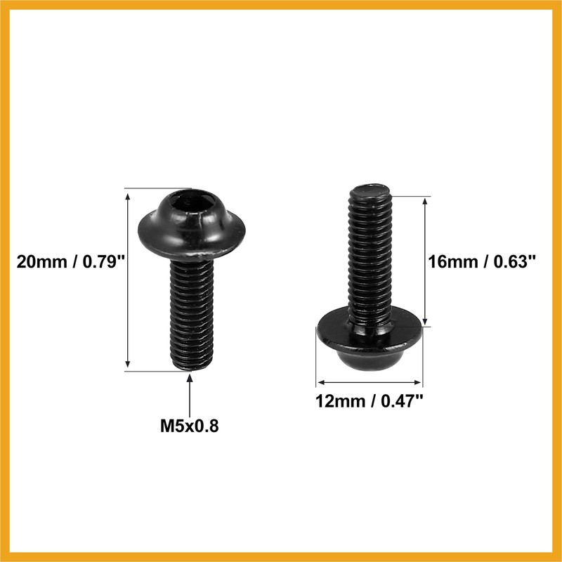 Partuto 10pcs M5 Motorcycle Windscreen Screw Fairing Windscreen Bolt Black