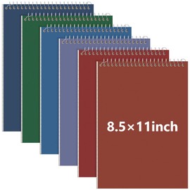 Resurhang 6 Pack 8.5 x 11'' Top Bound Office Steno Book Wide Ruled Double Sided Spiral Notebooks Reliable White Paper 70 Sheets/Pad Pastel Colors Covers for Writing School Notes (Vintage Color)