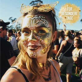 Festicy Professional Theatre Make-Up Gold, 20 g, Includes Sponge, EN 71-3 & Reach Certified, Ideal as Make-Up Fancy Dress and Carnival, For min. 30 Faces, Children's Make-Up, Safe and Skin-Friendly