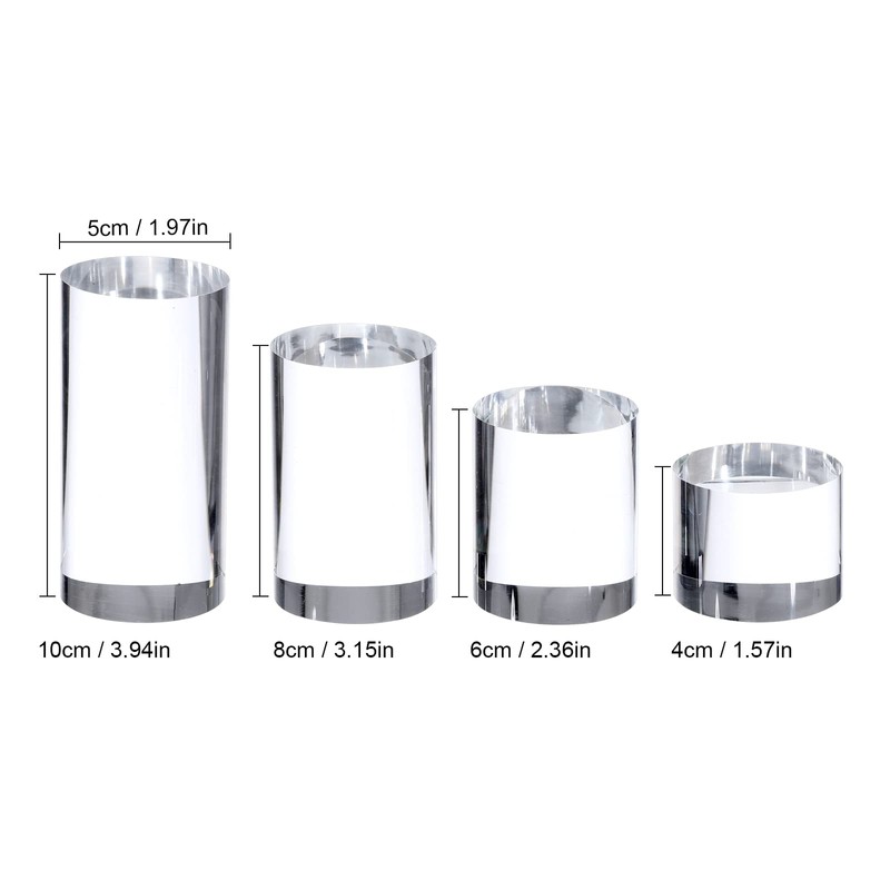 KCGANI Clear Polished Acrylic Cube Cylinder Round Photo Props, Transparent