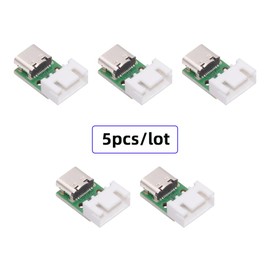 NFHK 5 Pack USB C DIY Connector, Pitch 2.54mm 4Pin to USB 2.0 Type C Female Socket Port Repair Replacement Solder Adapter with Wafer Socket
