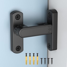 YogePote 90/180 Degree Sliding Barn Door Lock, Adjustable Zinc Alloy Security Door Locks and Latches for Closets, Windows, Liquor Cabinets, Garden/Fence/Shed/Wooden Gate (Black-1PC)