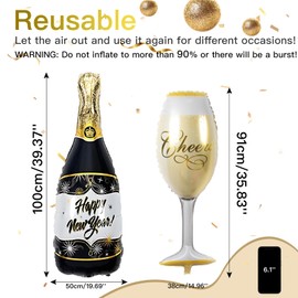 New Year's Eve Decoration 2025 XXL Set - New Year Decoration, Happy New Year Garland, Foil Balloons, Photo Props, Confetti & Balloons for an unforgettable New Year's Eve party