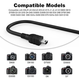 UC-E4 USB Cable Photo Transfer Cord Compatible with Nikon D40 D40X D50 D60 D70 D70S D80 D90 D100 D200 D300 D300S D610 D700 D3000 D3100 D7000 D1H D2X D2H D2HS D3 D3S D4 D3X Digital SLR Camera (4.9 FT)