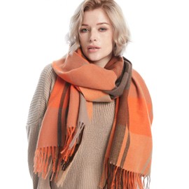 DiaryLook Plaid Warm Blanket Scarf for Winter, Long Ladies Scarves Check Soft, Wool Tartan Shawl Wraps for Women