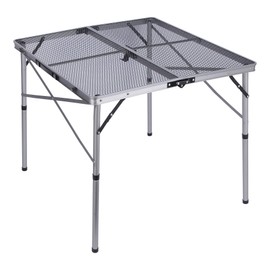 REDCAMP Folding Portable Grill Table for Camping, Lightweight Aluminum Metal Grill Stand Table for Outside Cooking Outdoor BBQ RV Picnic, Easy to Assemble with Adjustable Height Legs, Silver/Champagne