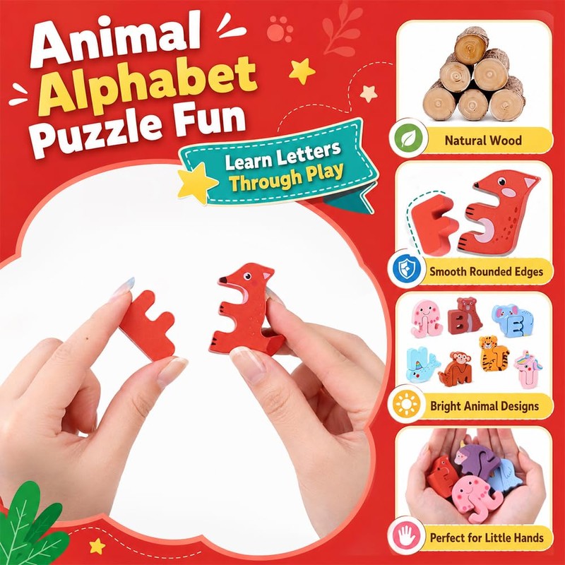 Teeanzo Advent Calendar ABC Animal Alphabet Matching Toddler Learning Toy