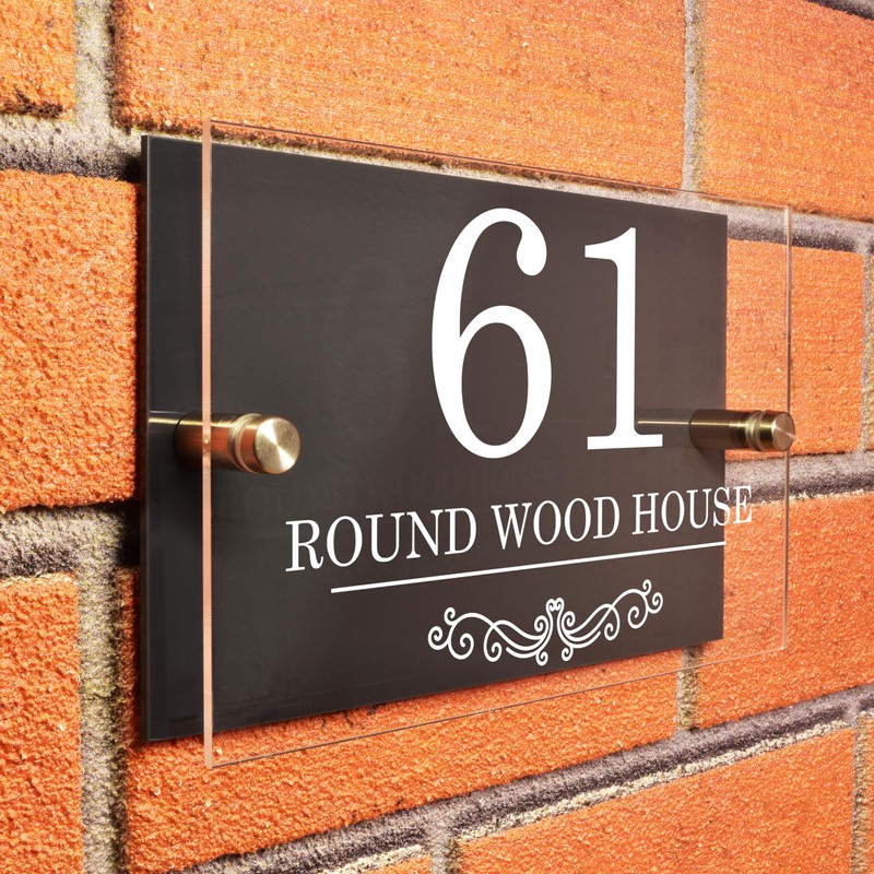 Badgemaster Layered Glass Effect Modern Anthracite Acrylic House Number Sign