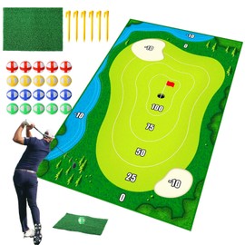 Golf Hitting Mat,Golf Putting Mat,Golf Chipping Game Mat,Family Indoor and Outdoor Golf Game Mat,Golf Game Practice Mats for Adults and Children (NO Club Included)
