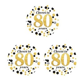 50 Count 2" Round Cheers to 80 Years - 80th Birthday Party Favor Stickers 80th Birthday or Anniversary Stickers