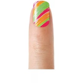 Kiss Fashion At Home Pedicure Nail Wraps Neon Striped Glitter 18 Strips French & Full