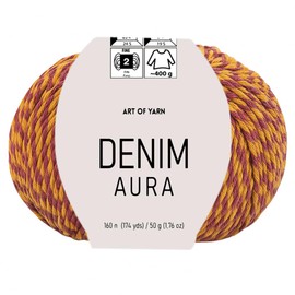 Art of Yarn DENIM AURA Multicolor Sport Yarn Fine2 55% Cotton,45% Poliacrylic,Total 200g(7.04 Oz)640m(696 Yds) Soft & Smooth for Crocheting, Knitting, Amigurumi, Baby Blankets, garments –4 Skein 99613