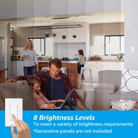 TORCHSTAR Dimmer Switch for Dimmable LED/CFL/Incandescent Lights, 8 Brightness Levels, Single Pole or 3 Way Slim Dimmer Light Switches, MCU Smart-chip and 3 Button Control, ETL-Listed, Pack of 2