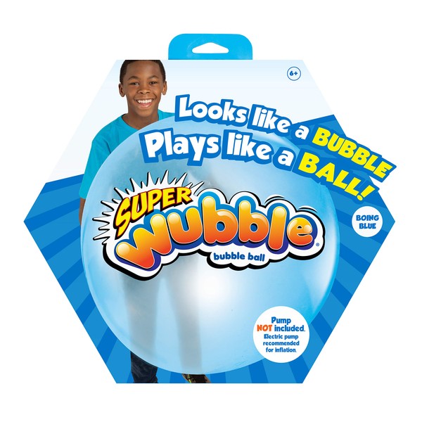 Wubble Super Bubble Ball - Blue | Looks Like a Bubble, Plays Like a Ball! | Inflates to 80cm Tall | Pump not Included | Outdoor Garden Toys | Ages 6+