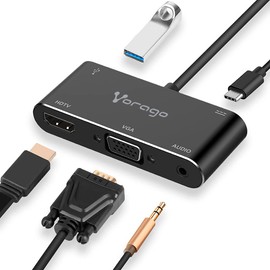Vorago ADP-350 Adaptador Tipo C 5 en 1, HDMI, VGA, 3.5 mm, USB C y USB 3.0
