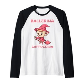Ballerina Cappuccino Italian Brainrot Meme Witch Kids Girls Raglan Baseball Tee
