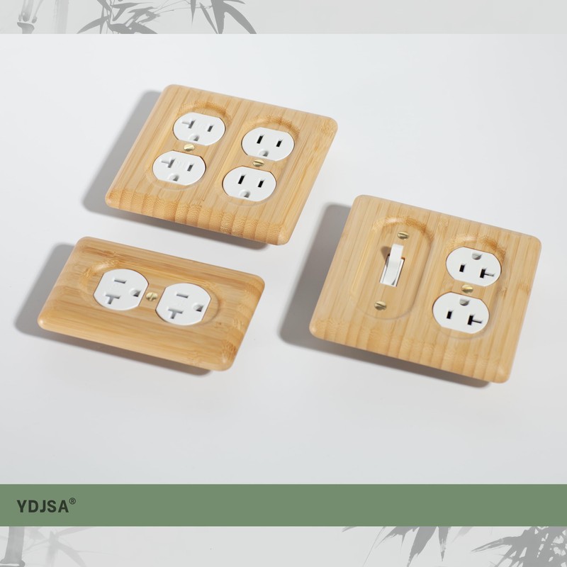 YDJSA Wood Outlet Covers Bamboo Single Duplex Wall Plates for