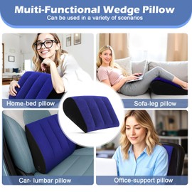 Portable Inflatable Wedge Pillow for Camping - 2Pack Body Positioner Bed Wedge Pillow for Sleeping Support,18in Adjustable Traveling Cushion,Lightweight Bed Leg Elevation Partner Wedges Fast Inflation
