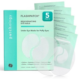 Patchology FlashPatch Rejuvenating Eye Gels for Puffiness, Tired Eyes - w/ Caffeine, Hyaluronic Acid, Hydrolyzed Collagen-5 Pairs/Box