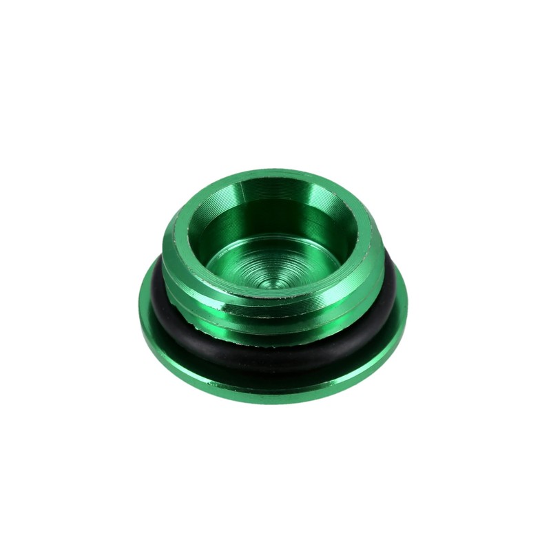 Locking screw, green, anodised aluminium (oil filler opening) with O-ring