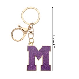PATIKIL Initial Letter Keychain, Alphabet Letter Bag Charm Car Keyring Letter M Pendant Charm Key Chain for Key Wallet Purse Handbag Backpack, Purple
