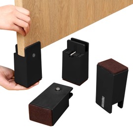 Ezprotekt Adjustable Bed and Furniture Risers with Screw Clamp, 4 Inch Heavy Duty Sofa Tables Chair Risers, fit Square/Round Chair Leg Diameter from 0''–1.5'', Supports 20,000 lbs (Black, 4 Pack)