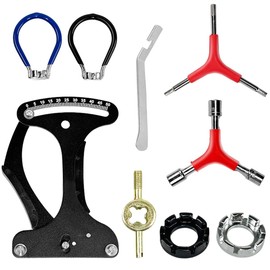 MXOYOXM 9 Pcs Bicycle Spoke Wrench Tension Meter Repair Kit,Multi Function Bike Spoke Wrench Repair Kit,Portable Tire Repair Kit,Spoke Tension Meter for Bike Tire DIY and Tire Repair Spokes