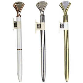 Diamond Pen - Black Ballpoint Nib Twister Pen Stationery Office Writing Pens Ink Bling Refills